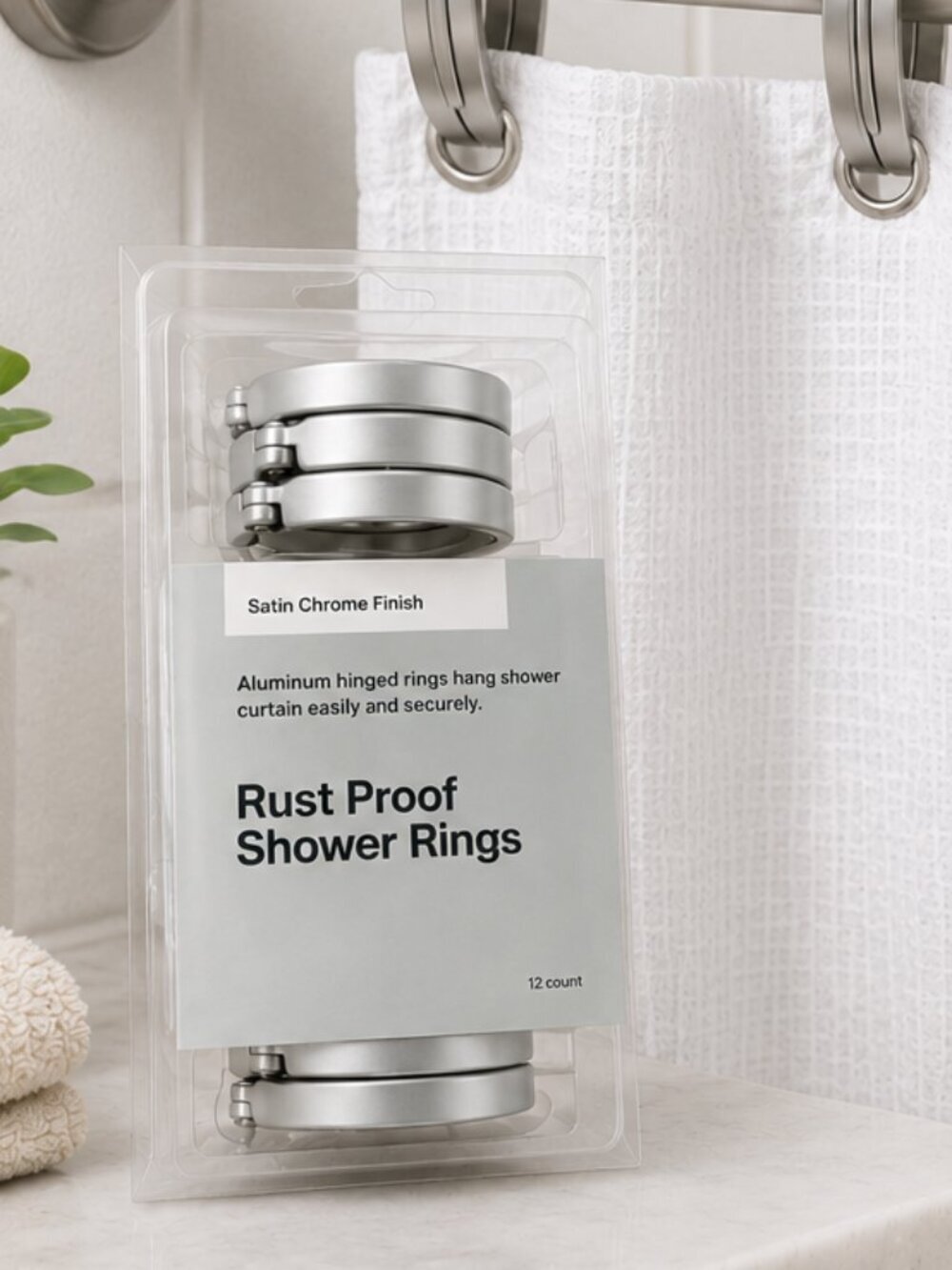 Made By Design Rust Proof Shower Curtain Rings 12 Count Satin Chrome Aluminum